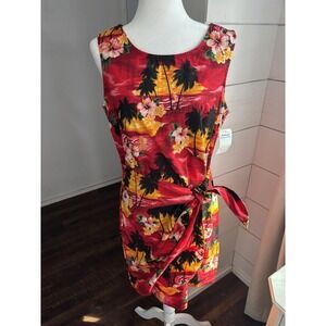 Pacific Legend Apparel Dress Womens Large Red Hawaiian Wrap Sarong Floral Cotton